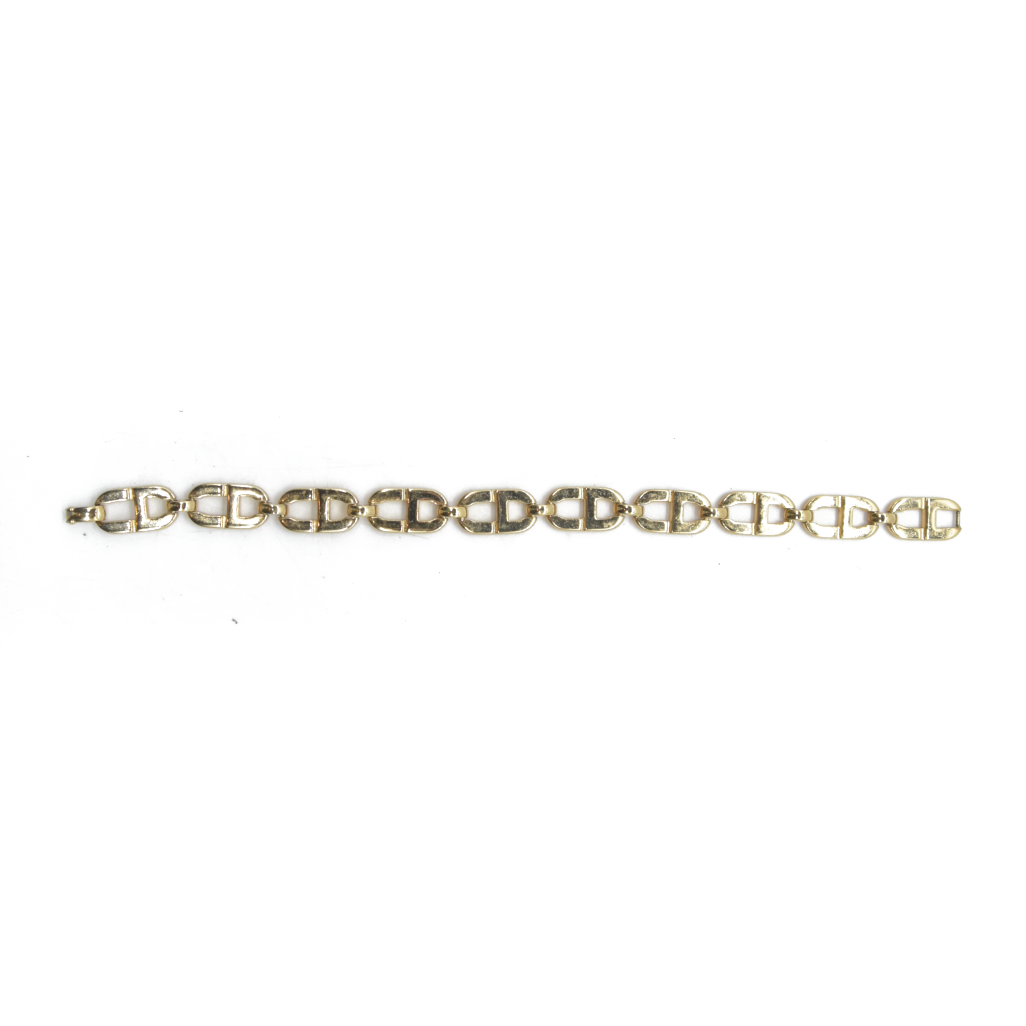 $500 Dior Gold Plated CD Logo Link Chain Bracelet Golden