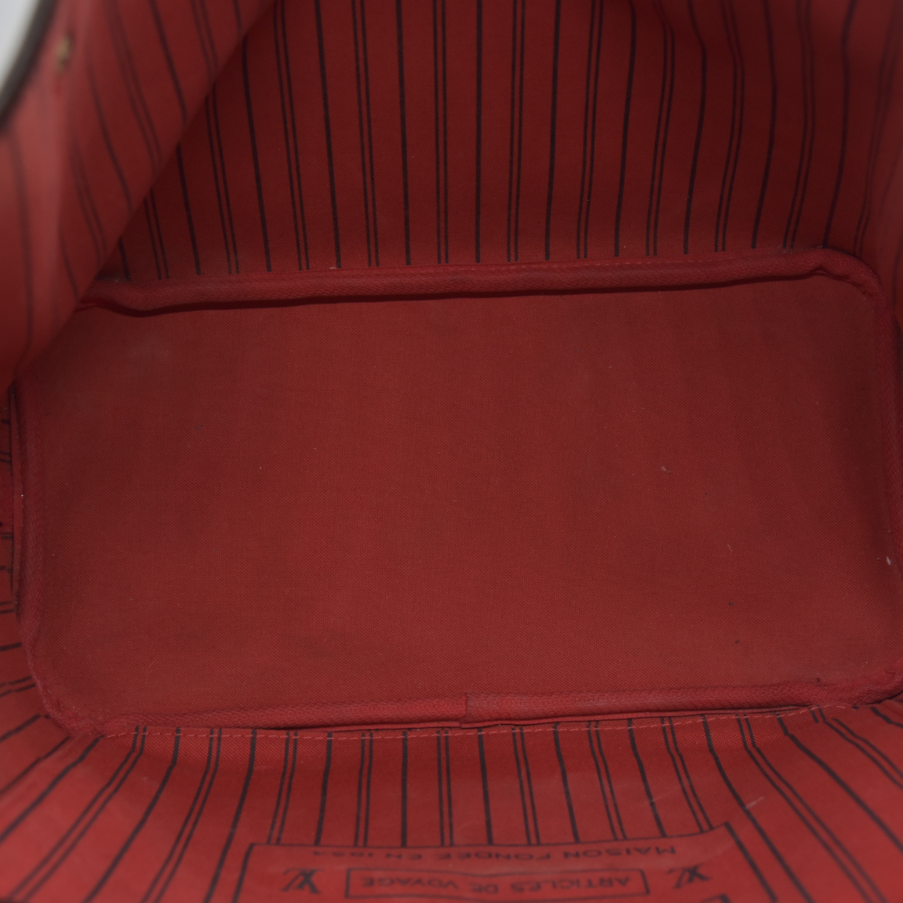 $2240 2017 Louis Vuitton Damier Ebene Neverfull MM Cherry Red Interior GI3167