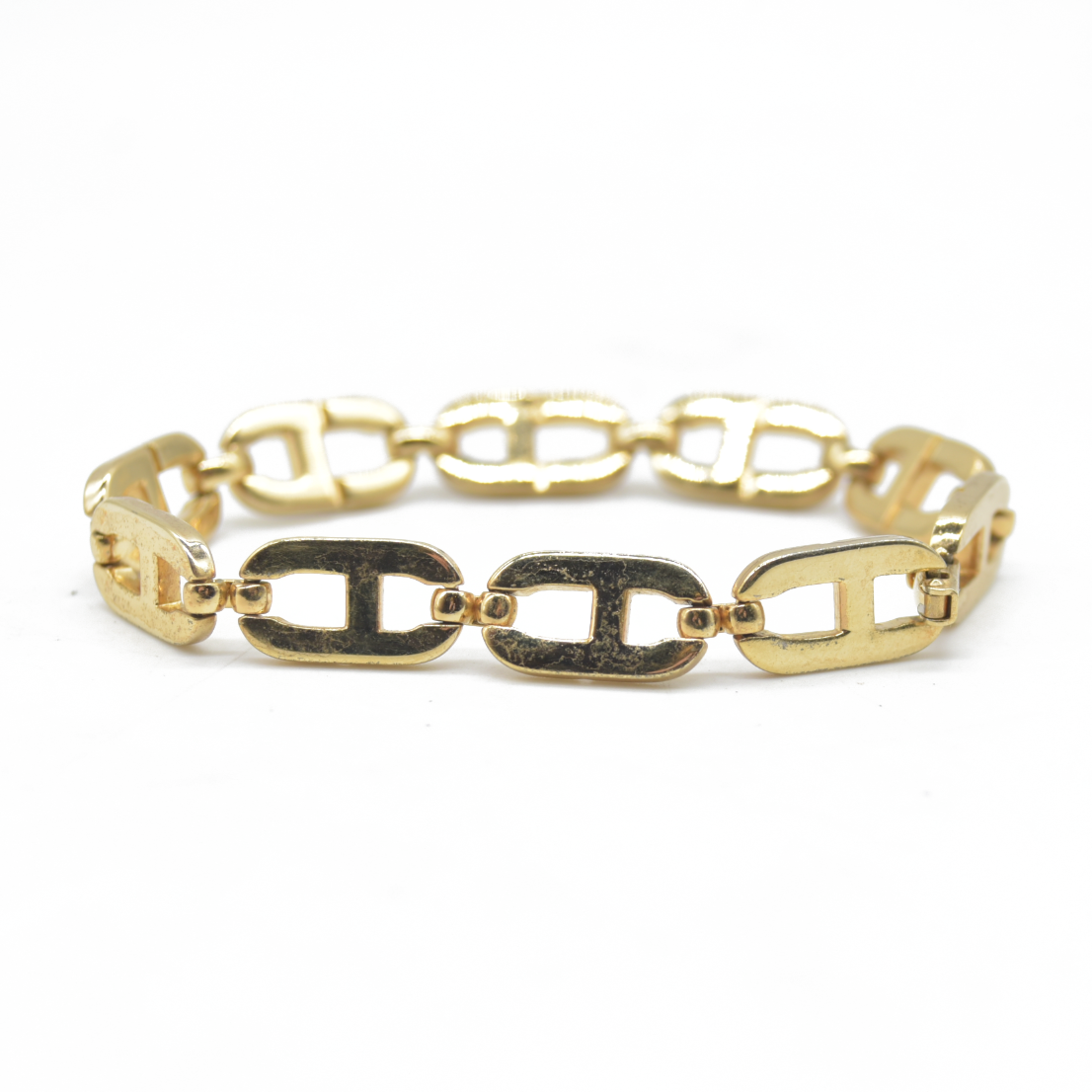 $500 Dior Gold Plated CD Logo Link Chain Bracelet Golden