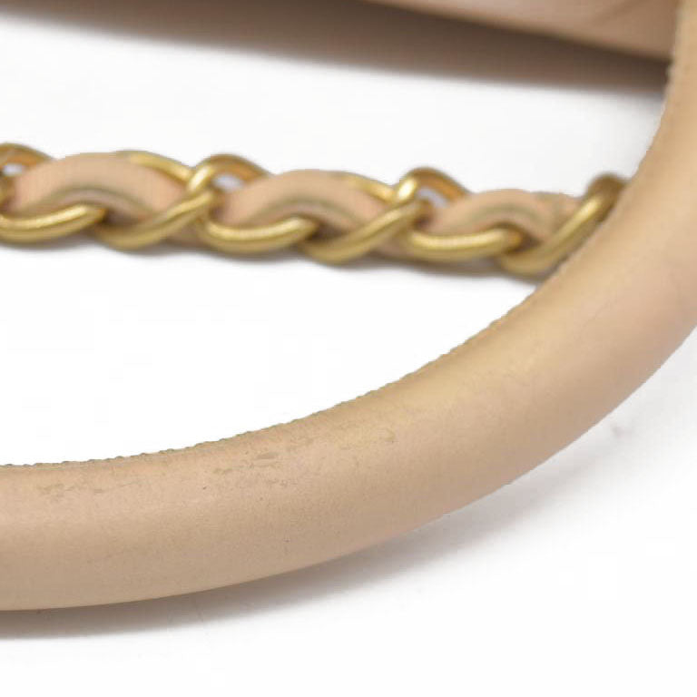 $7300 Chanel  Calfskin Chevron Quilted Medium Coco Handle Flap Beige