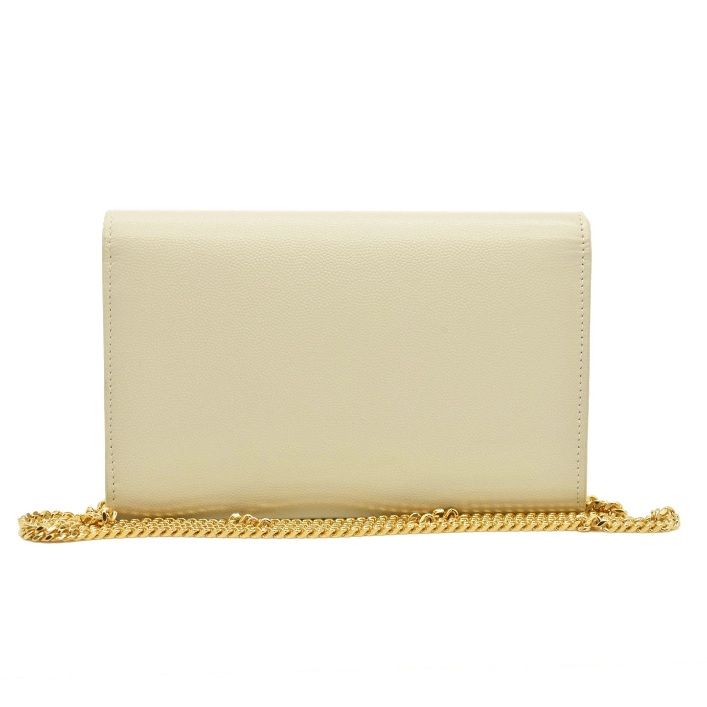 SAINT LAURENT Grain De Poudre Monogram Uptown Chain Wallet Crema Soft