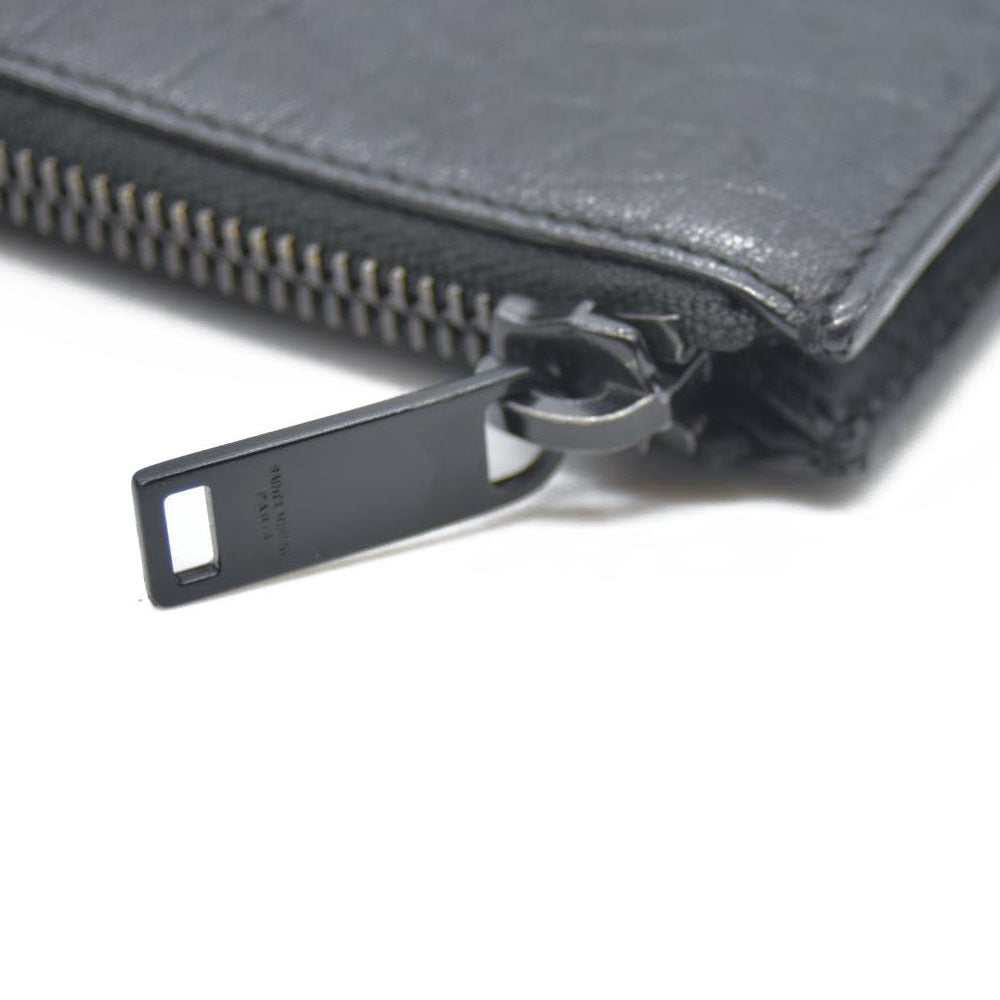 Saint Laurent Cassandra Leather Clutch Bag Black