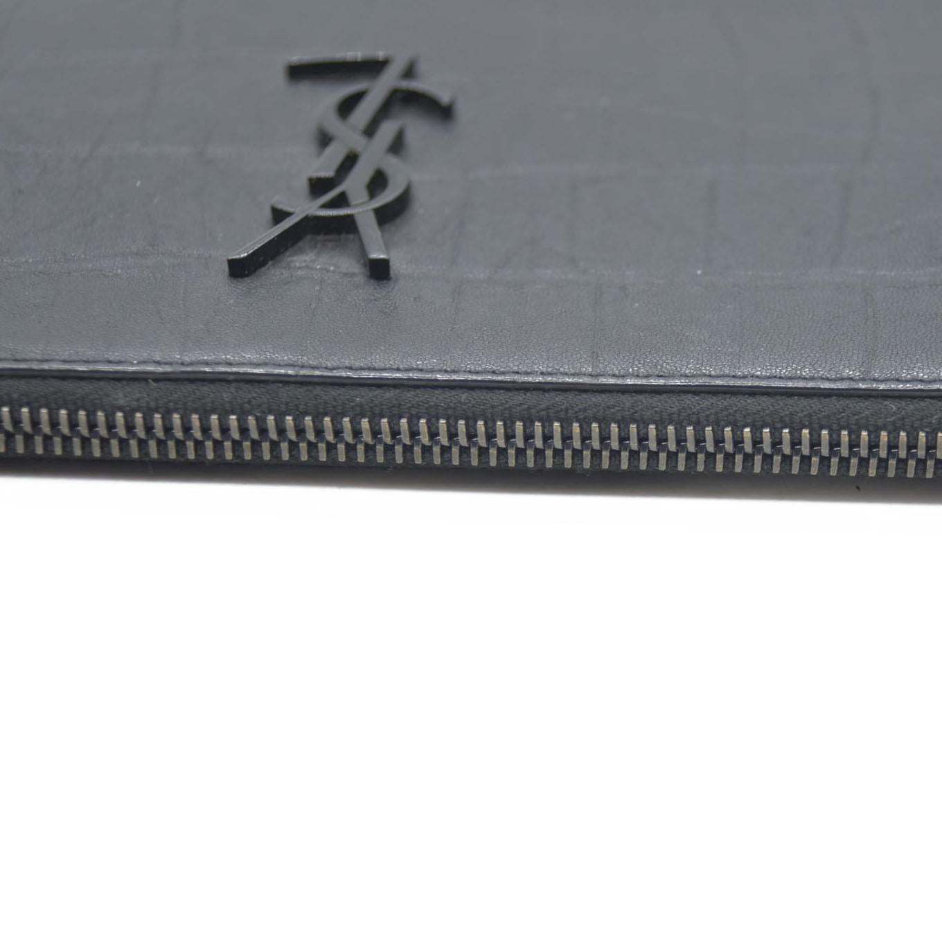 Saint Laurent Cassandra Leather Clutch Bag Black