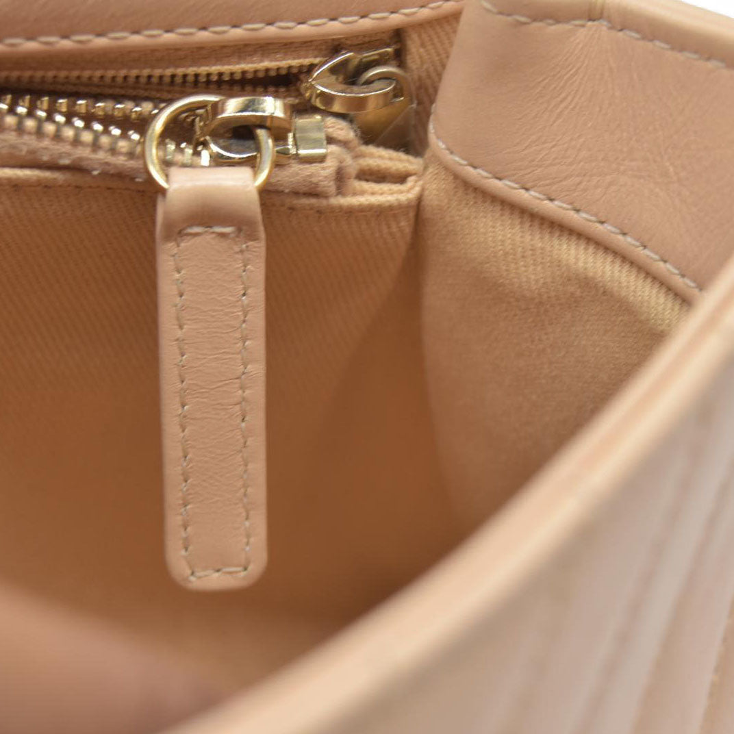 $7300 Chanel  Calfskin Chevron Quilted Medium Coco Handle Flap Beige