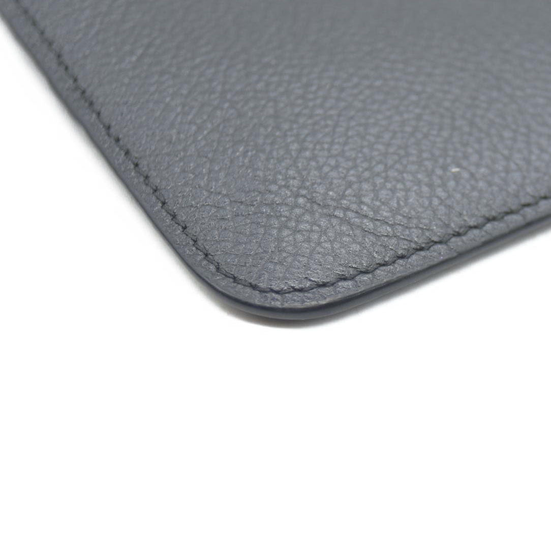 BALENCIAGA Logo Cash Pouch Leather Pouch Bag w/Strap Black Wristlet