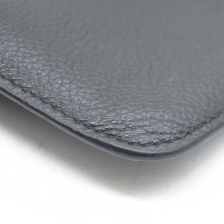 BALENCIAGA Logo Cash Pouch Leather Pouch Bag w/Strap Black Wristlet