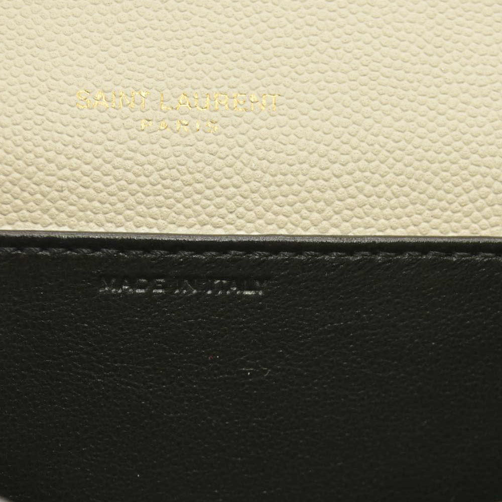 SAINT LAURENT Grain De Poudre Monogram Uptown Chain Wallet Crema Soft