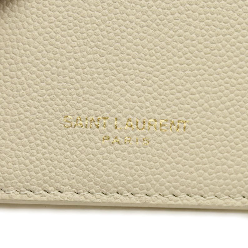 SAINT LAURENT Grain De Poudre Monogram Uptown Chain Wallet Crema Soft