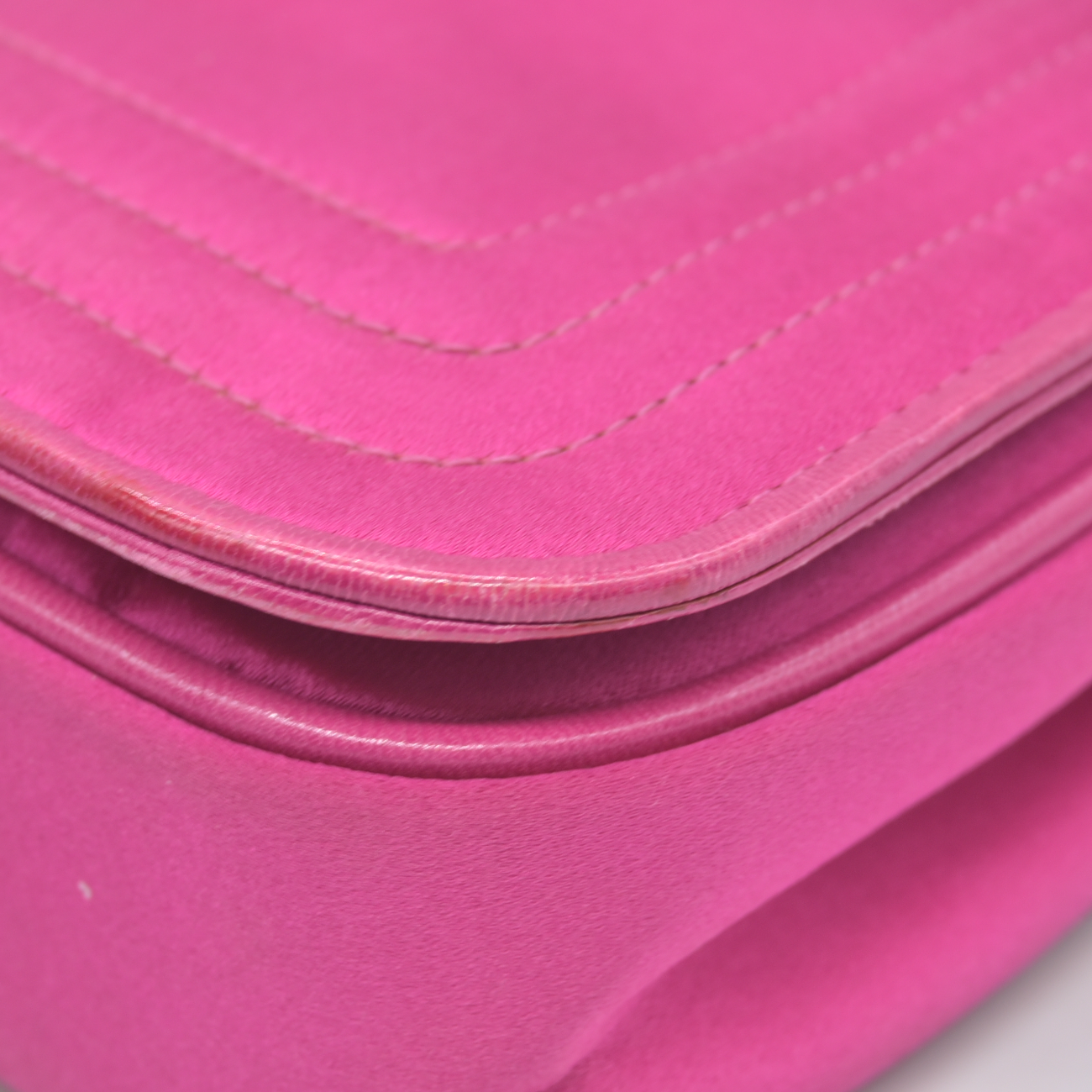$3500 1986-1988 Chanel Vintage Coco Mark Satin Chain Shoulder Bag Pink