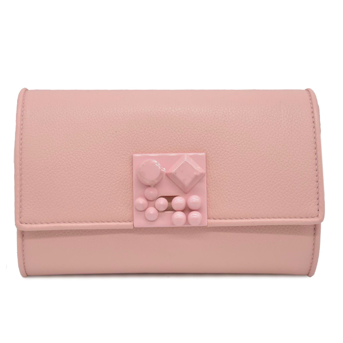 NEW Christian Louboutin Carasky Empire Leather Clutch Pink Crossbody Shoulder Bag WOC (Copy)