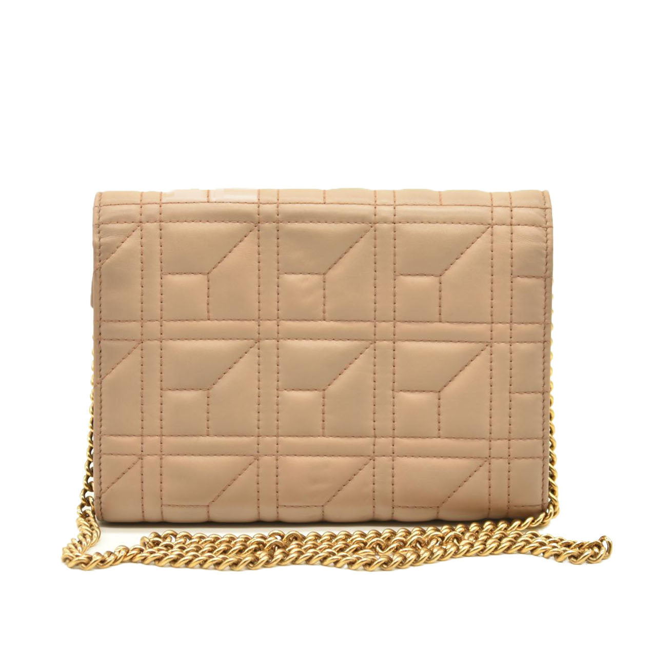 Gucci  Calfskin Matelasse Mini Pearly GG Marmont Chain Wallet Beige