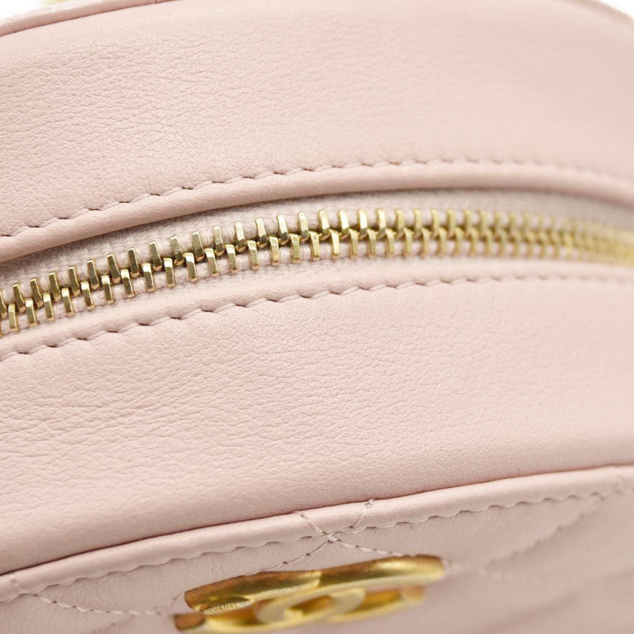 Chanel  Calfskin Quilted Pearl Round Clutch With Chain Light Pink 31*