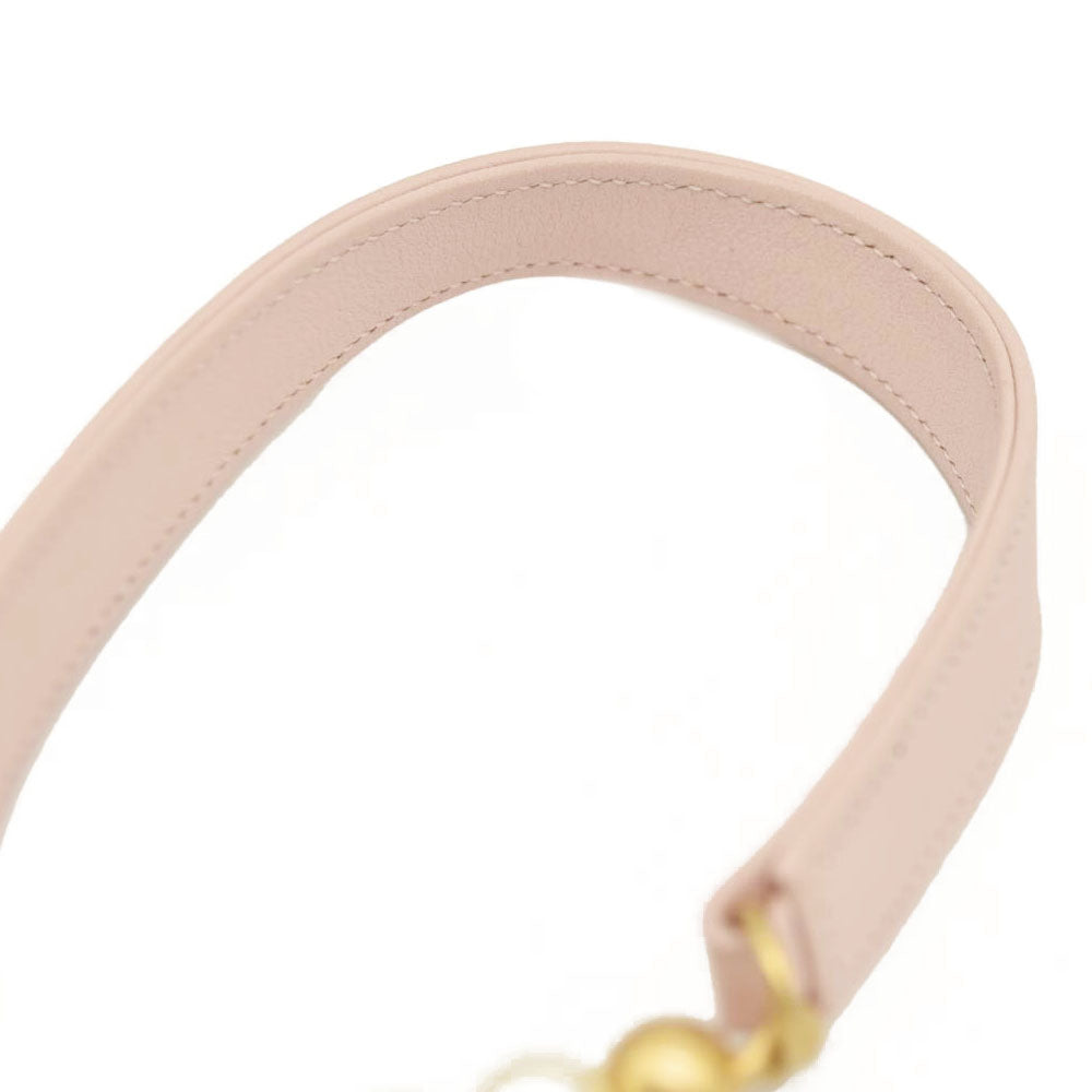 Chanel  Calfskin Quilted Pearl Round Clutch With Chain Light Pink 31*