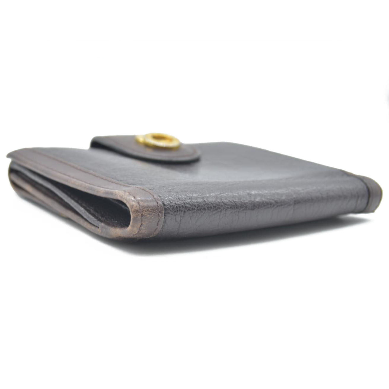 $690 BVLGARI Doppiotondo Leather Bifold Wallet