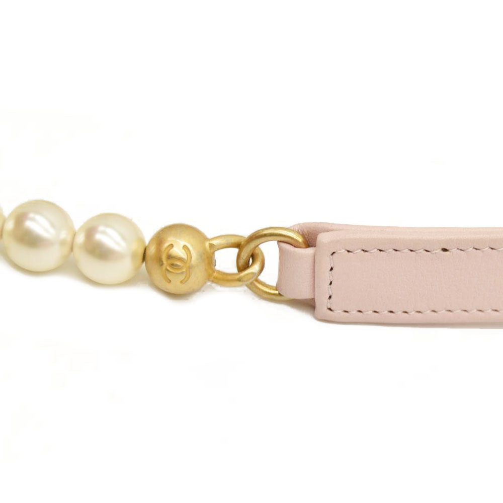 Chanel  Calfskin Quilted Pearl Round Clutch With Chain Light Pink 31*