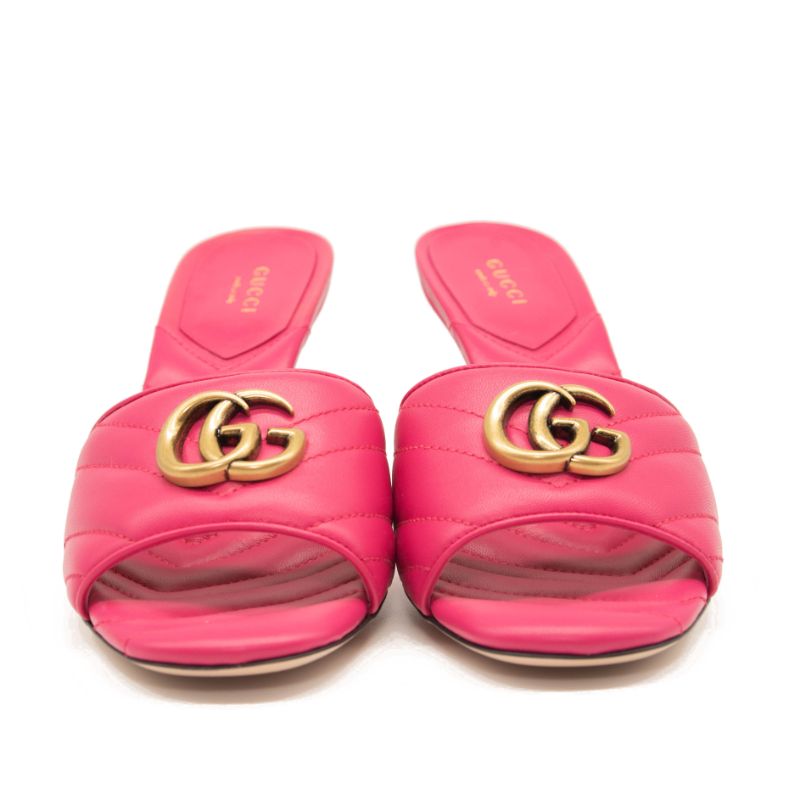 NEW Gucci GG Quilted Slide Sandal (Women) Size 38 Pink Marmont