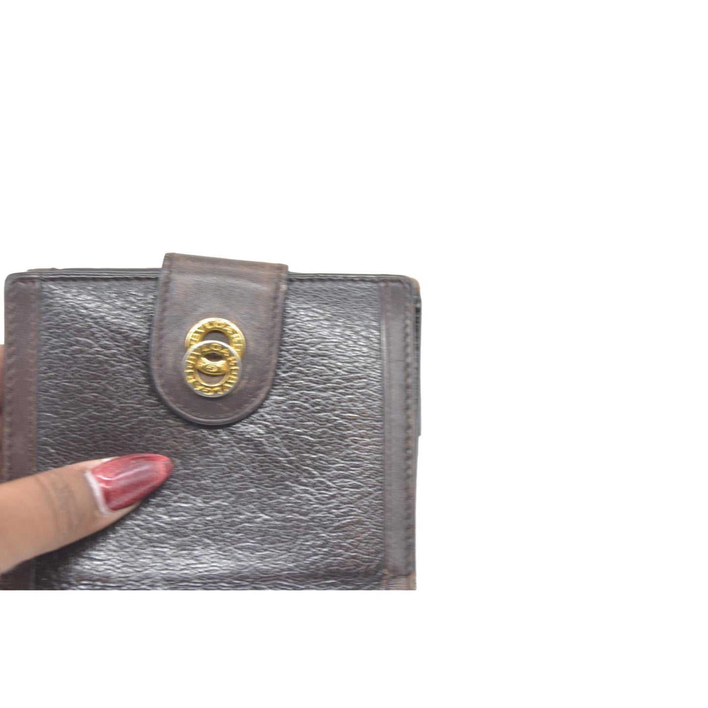 $690 BVLGARI Doppiotondo Leather Bifold Wallet