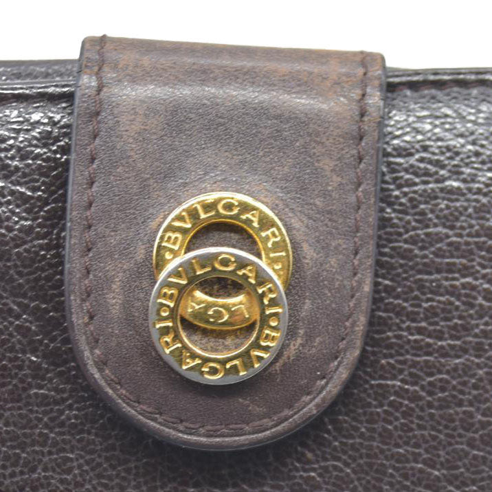 $690 BVLGARI Doppiotondo Leather Bifold Wallet