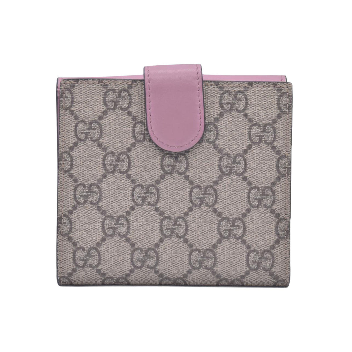 Gucci GG Supreme Monogram Pearl Studded French Wallet Pink CONSIGNMENT