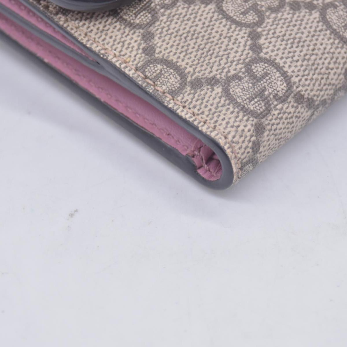 Gucci GG Supreme Monogram Pearl Studded French Wallet Pink CONSIGNMENT