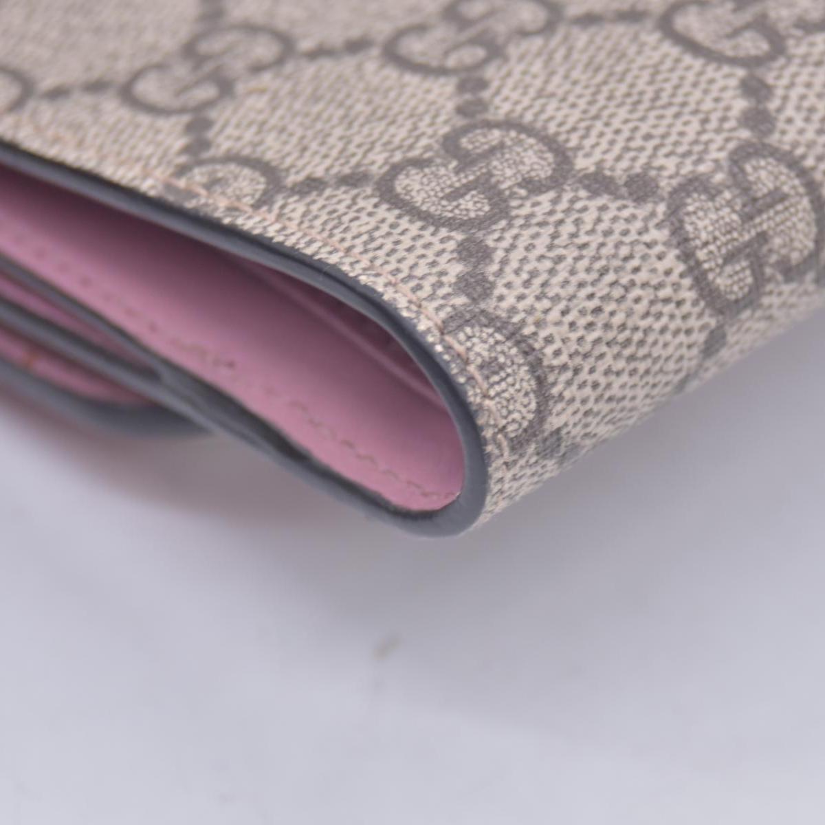 Gucci GG Supreme Monogram Pearl Studded French Wallet Pink CONSIGNMENT