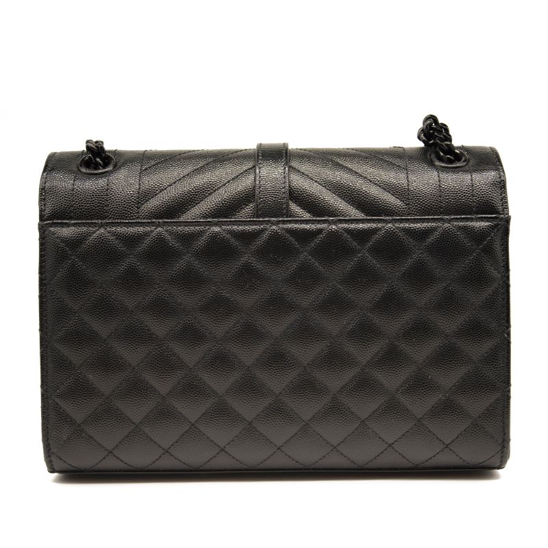 NEW Saint Laurent Medium Envelope Chain Shoulder Bag Black Noir Mixed Matelasse