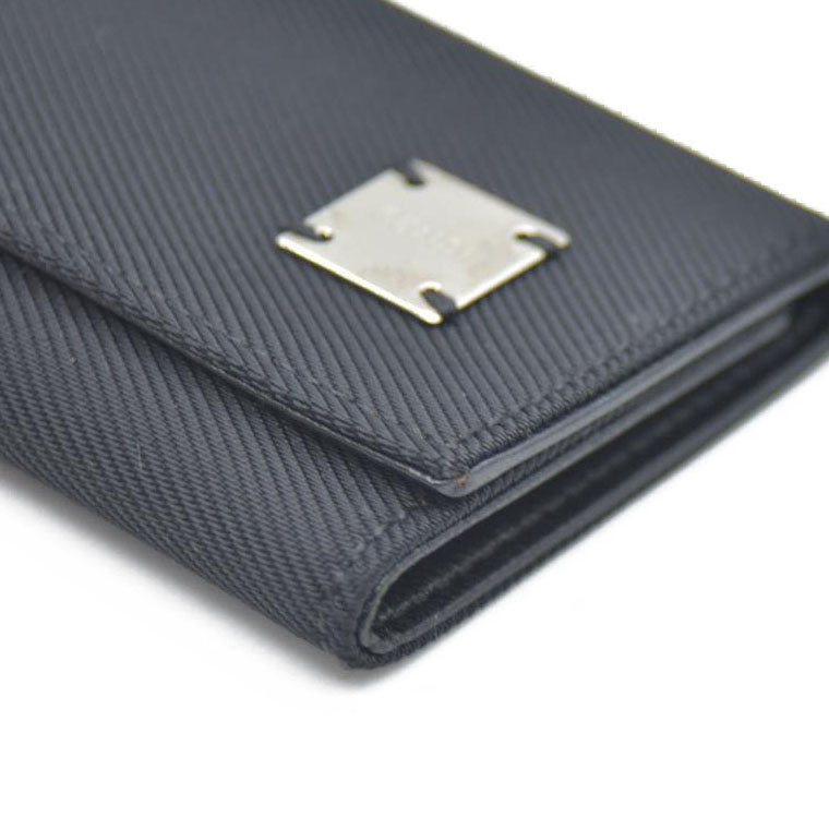 FENDI Logo Plate Canvas 6 Ring Key Case Black/2BG4571