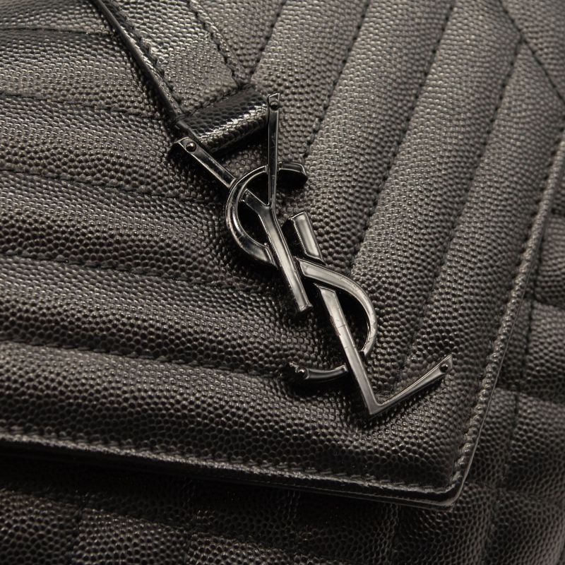 NEW Saint Laurent Medium Envelope Chain Shoulder Bag Black Noir Mixed Matelasse