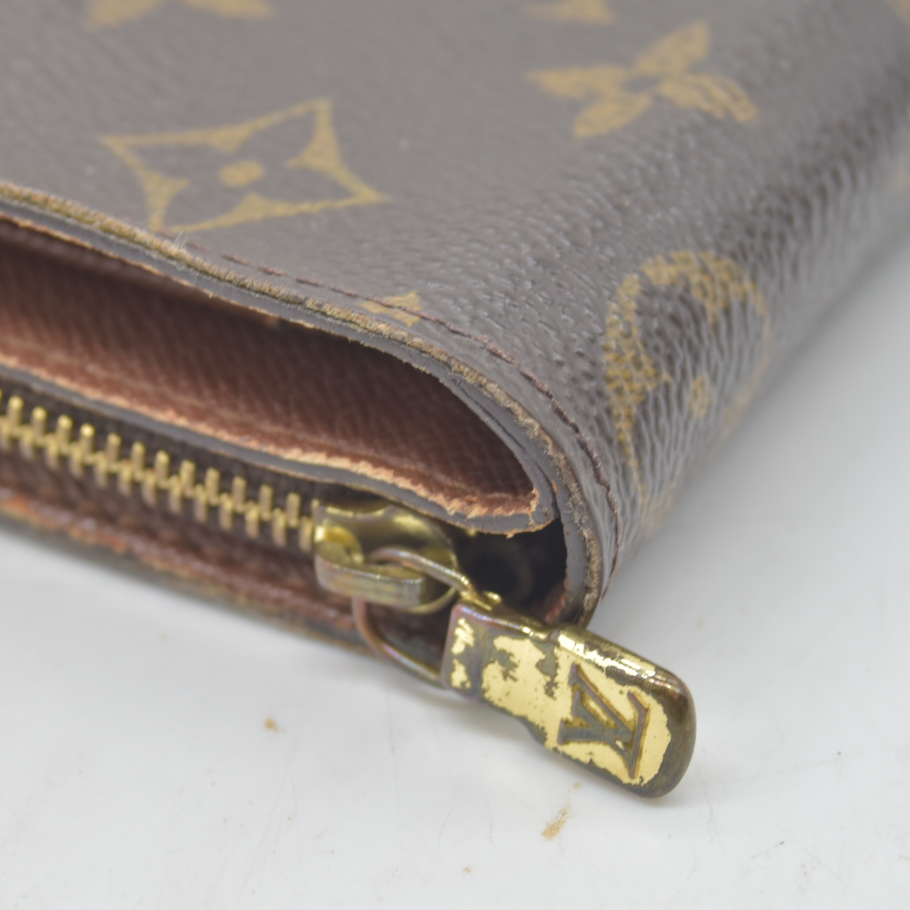 $590 2003 Louis Vuitton Monogram Compact Zip Bifold Wallet Brown CA0063