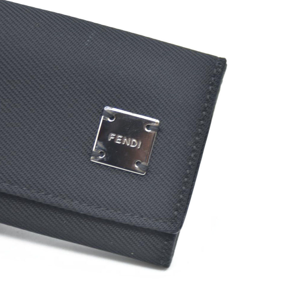 FENDI Logo Plate Canvas 6 Ring Key Case Black/2BG4571