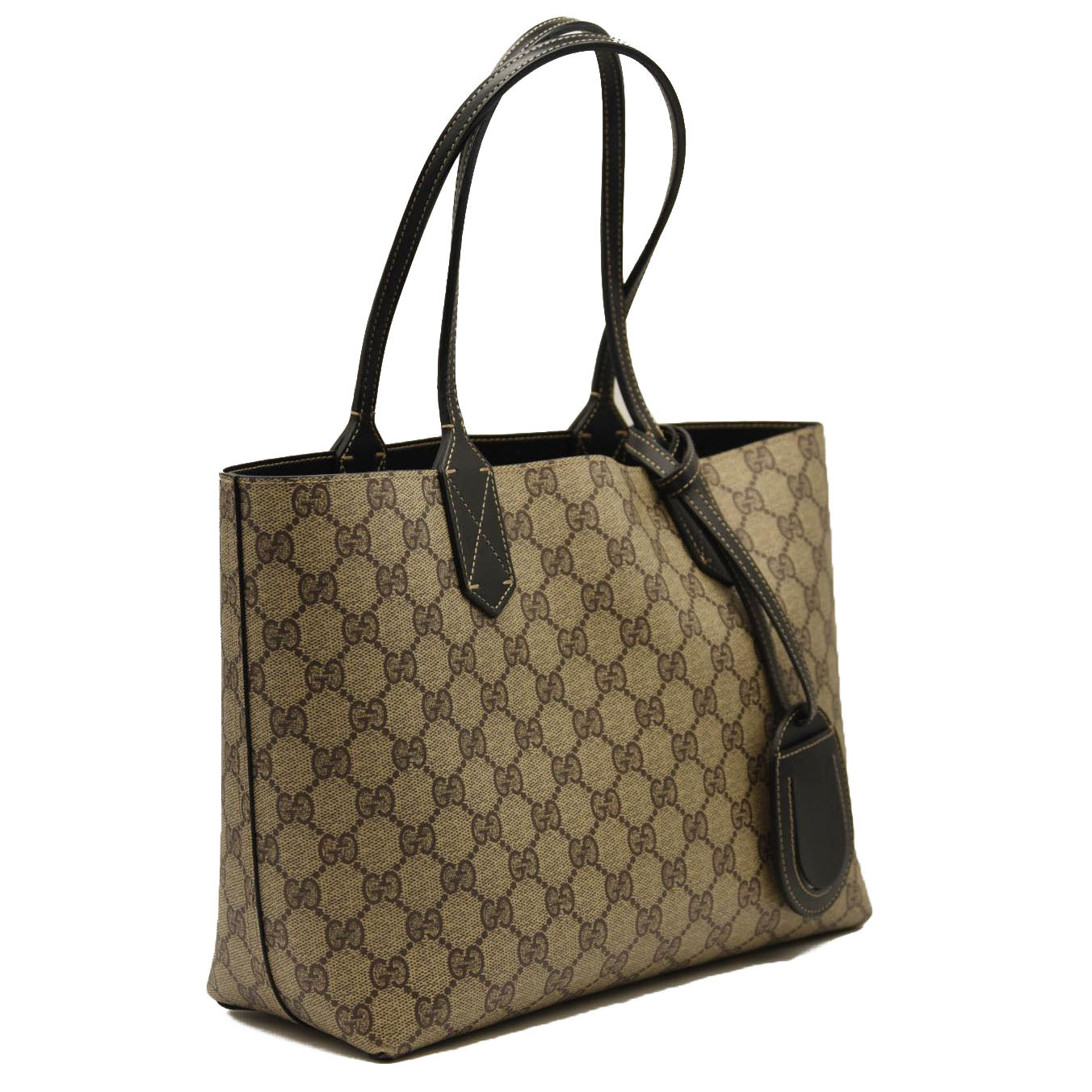 GUCCI GG Supreme Monogram Small Reversible Tote Beige Black