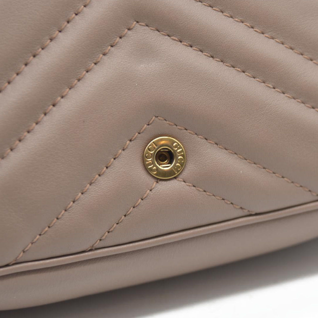 $1450 Gucci Double G Marmont Super Mini Beige Leather Crossbody Bag