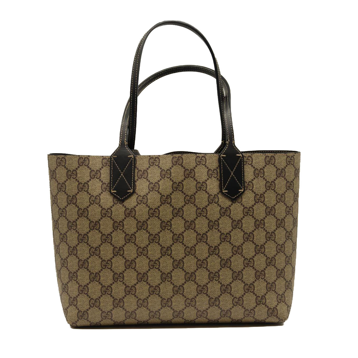 GUCCI GG Supreme Monogram Small Reversible Tote Beige Black