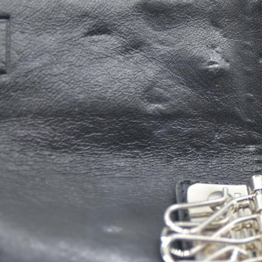 FENDI Logo Plate Canvas 6 Ring Key Case Black/2BG4571