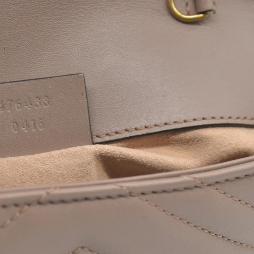 $1450 Gucci Double G Marmont Super Mini Beige Leather Crossbody Bag