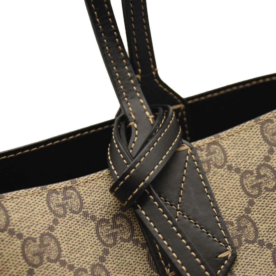 GUCCI GG Supreme Monogram Small Reversible Tote Beige Black