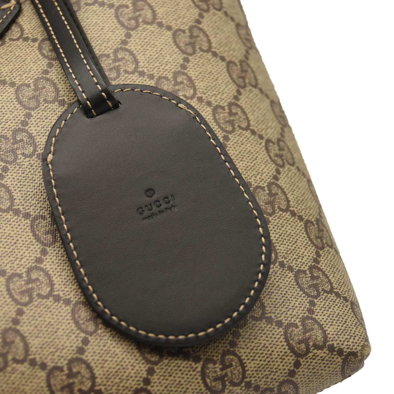 GUCCI GG Supreme Monogram Small Reversible Tote Beige Black