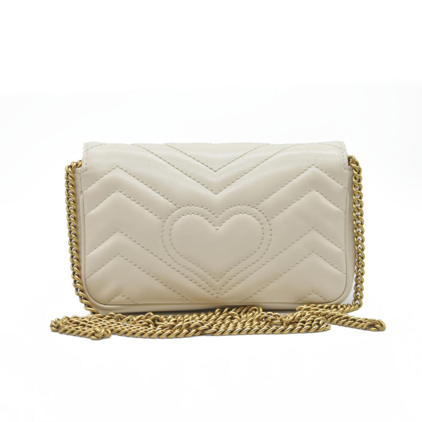 Gucci Super Mini Marmont Leather Shoulder Bag White GG Crossbody $1400