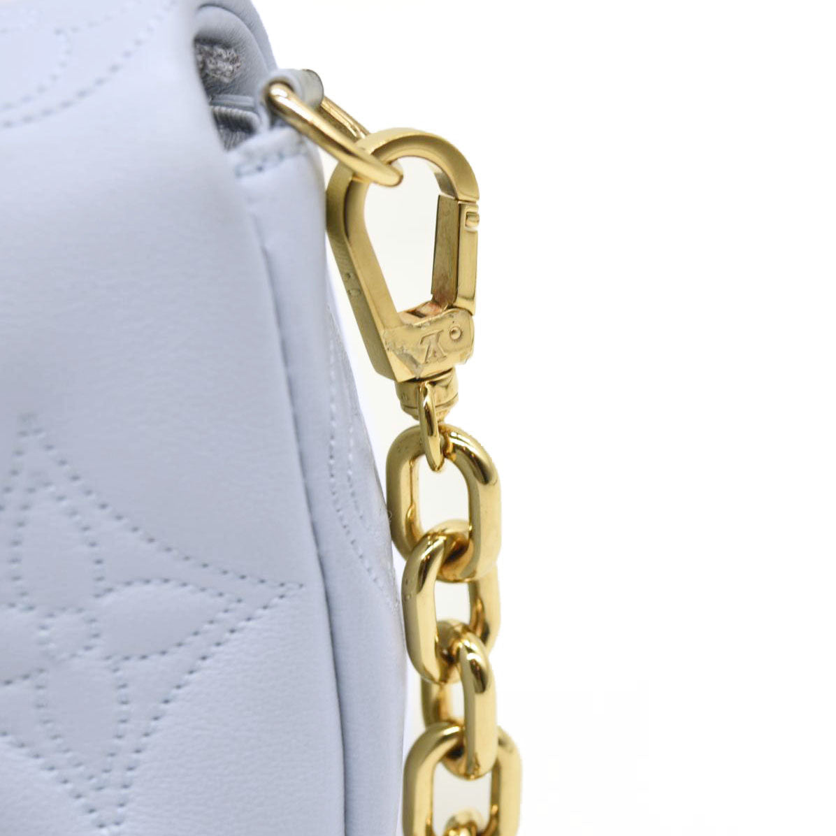 LOUIS VUITTON Calfskin Bubblegram Wallet On Strap Ice Blue