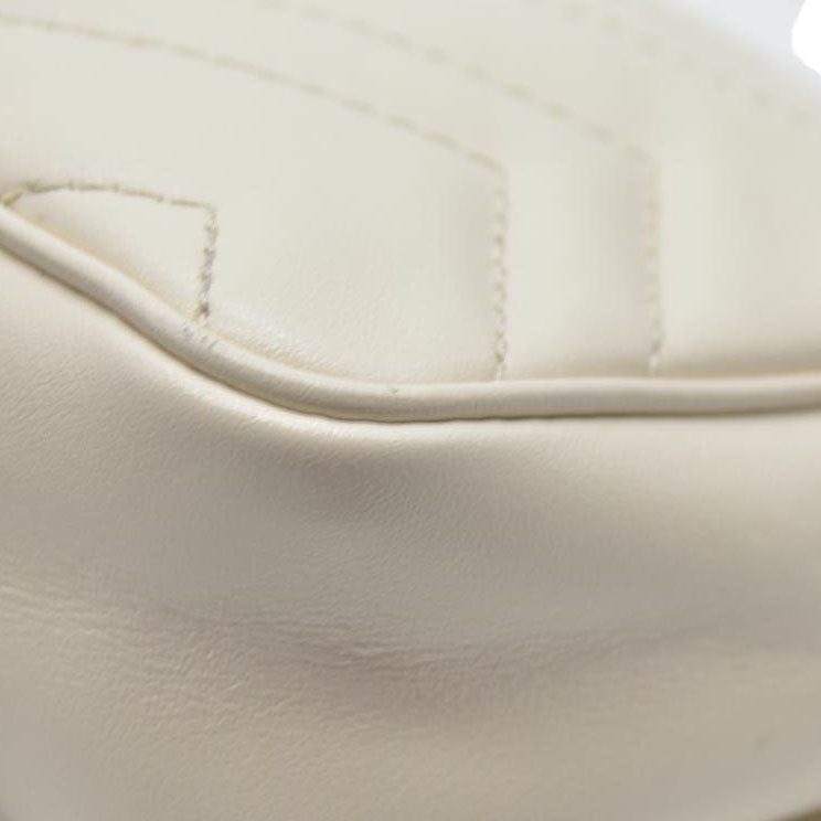 Gucci Super Mini Marmont Leather Shoulder Bag White GG Crossbody $1400