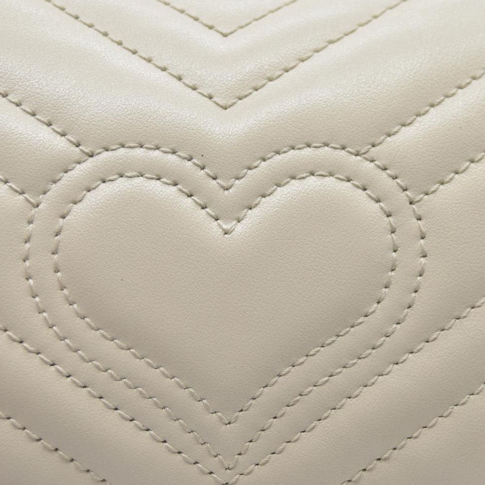 Gucci Super Mini Marmont Leather Shoulder Bag White GG Crossbody $1400