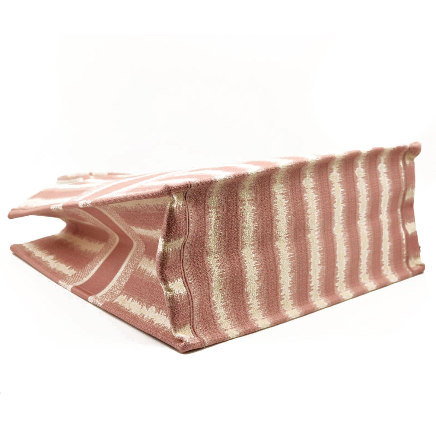 CHRISTIAN DIOR Canvas Embroidered Large Striped Book Tote Pink