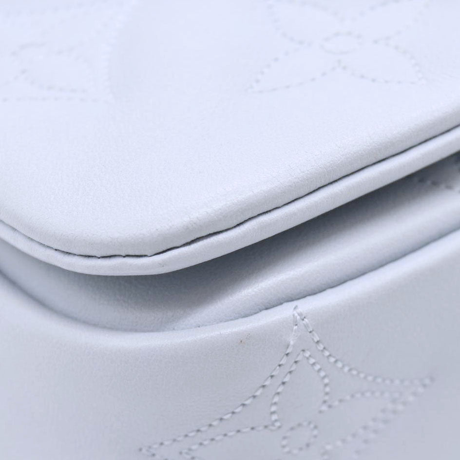 LOUIS VUITTON Calfskin Bubblegram Wallet On Strap Ice Blue