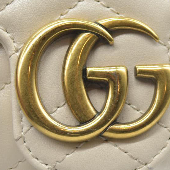 Gucci Super Mini Marmont Leather Shoulder Bag White GG Crossbody $1400