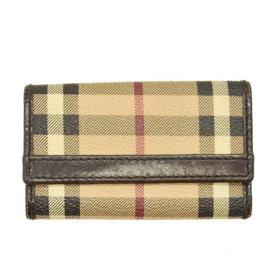 BURBERRY Nova Check PVC 6 Ring Key Case Beige