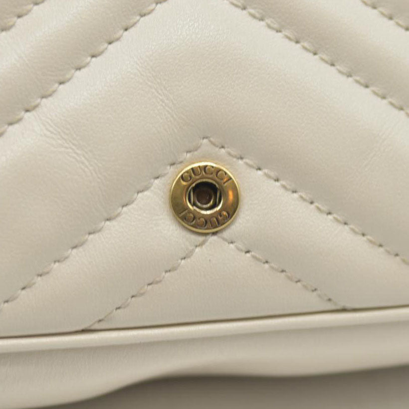 Gucci Super Mini Marmont Leather Shoulder Bag White GG Crossbody $1400