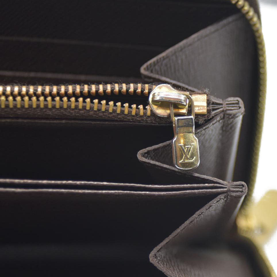 Louis Vuitton Damier Zippy Zip Around Long Wallet Purse Brown CA1162 $915