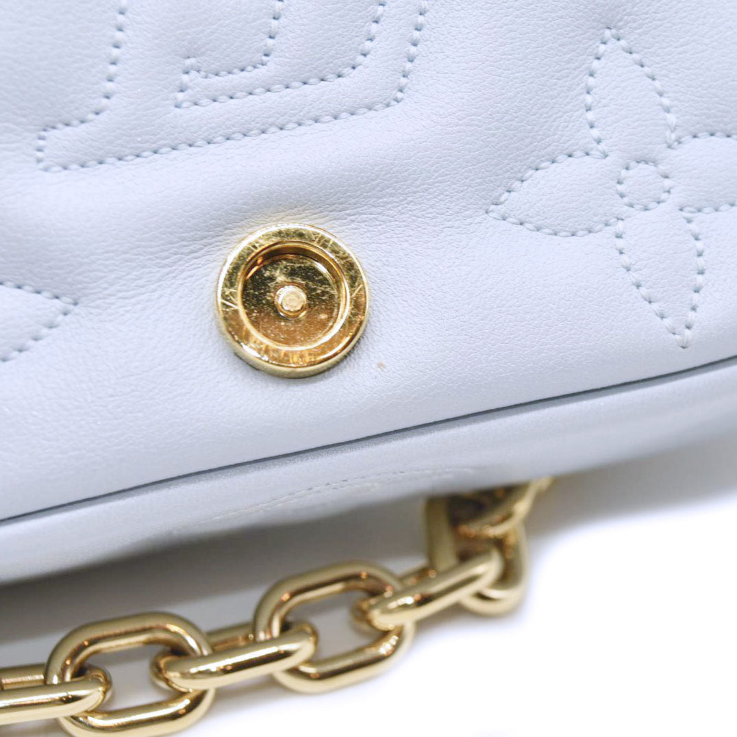 LOUIS VUITTON Calfskin Bubblegram Wallet On Strap Ice Blue