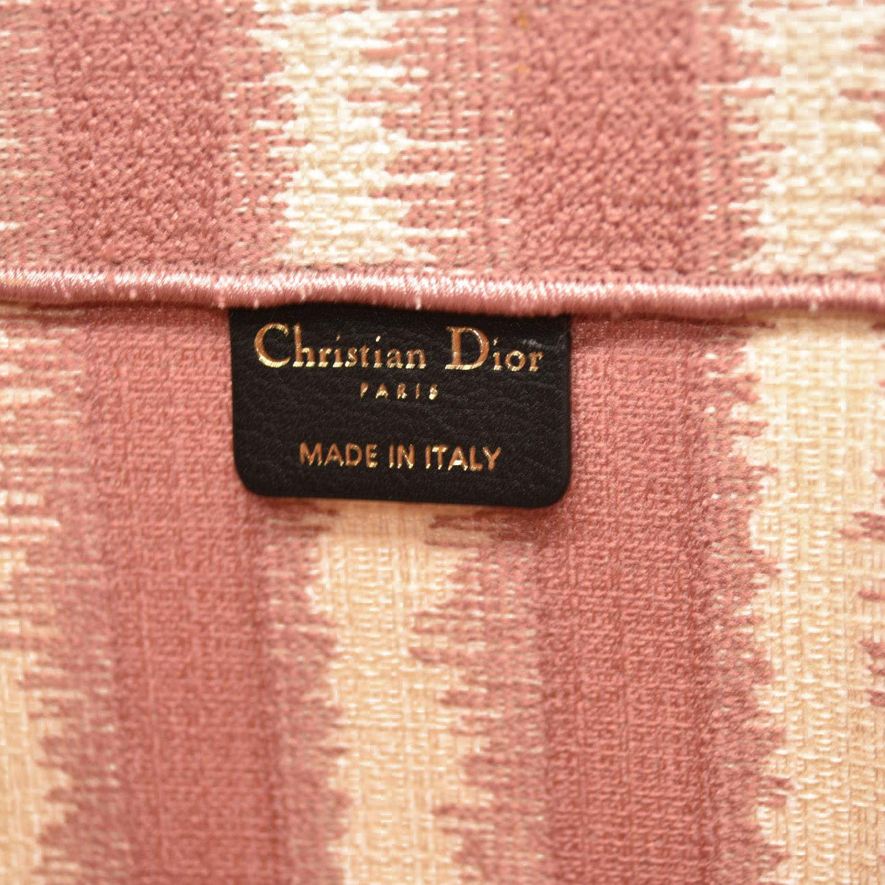 CHRISTIAN DIOR Canvas Embroidered Large Striped Book Tote Pink