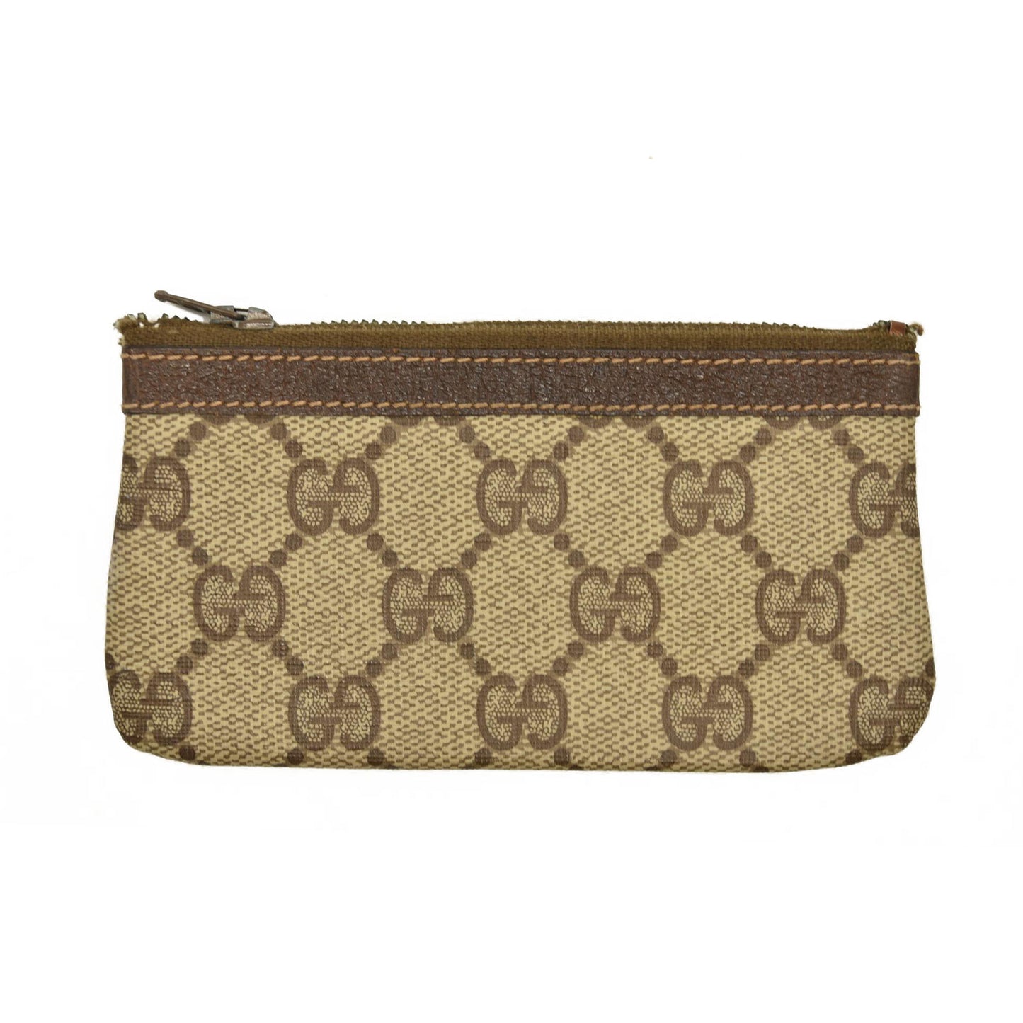 GUCCI GG Logo PVC Leather Coin Purse Wallet Beige